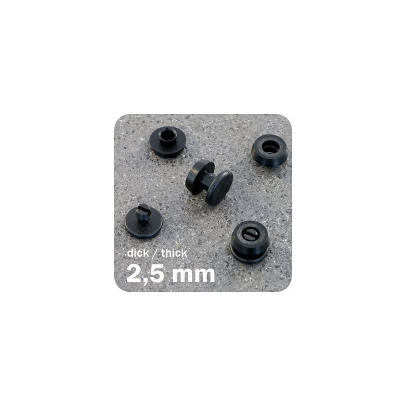 Rivettini in plastica nero 2,5mm Conf. da. 100pz
