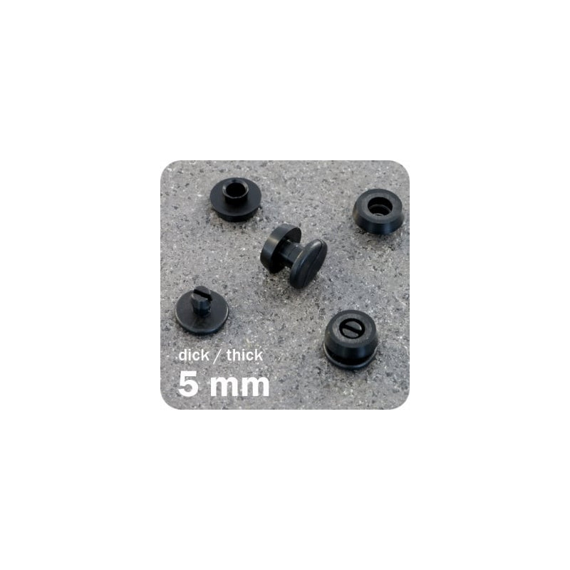Schwarze Kunststoffnieten 5mm Packung mit 100 Stück