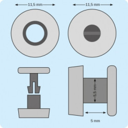 Schwarze Kunststoffnieten 5mm Packung mit 100 Stück