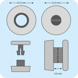 Weiße Nieten 2,5mm Packung mit 100 Stück