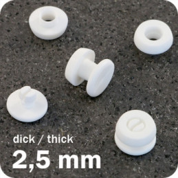 Rivettini in plastica bianco 2,5mm Conf. da 1000pz