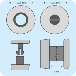 White plastic rivets 5mm Pack of 100pcs