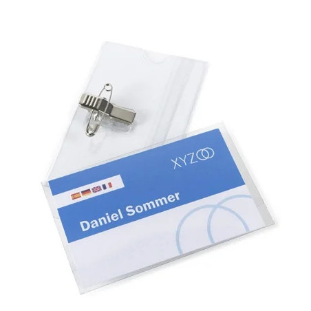 Porta badge c/ spilla & clip 75 x 40mm